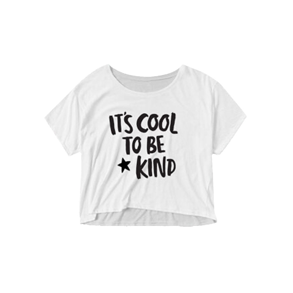 It’s Cool to Be Kind White Baggy Cropped Tee – One Tuff Muvva